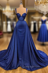 Chic Royal Blue Straps Sweetheart Evening Prom Dress Overskirt Long