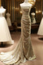 Chic Sequins Mermaid Scoop Long Formal Dress, Gold Long Evening Prom Dress Party Dress