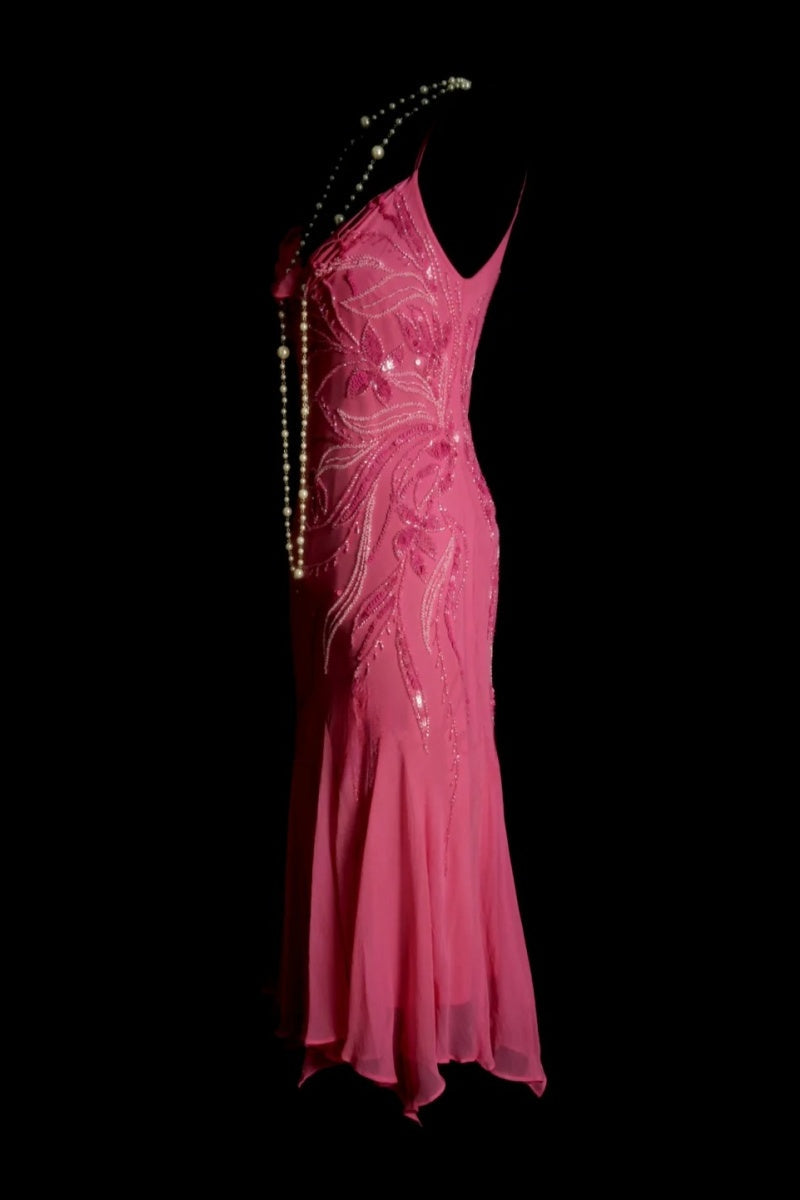 Chic Sheath Short Classy Prom Dress Chiffon Beaded Hot Pink Birthday Dress Sleeveless Classy Evening Dress