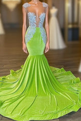 Chic Sleeveless Backless Mermaid Evening Prom Dress With Beading