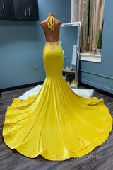 Chic Sleeveless Halter Backless Mermaid Evening Prom Dress