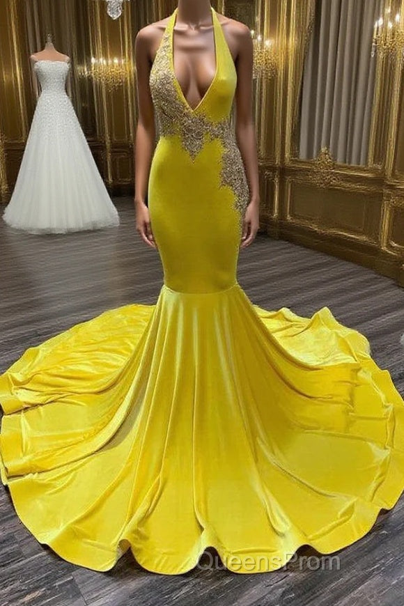 Chic Sleeveless Halter Backless Mermaid Evening Prom Dress Main image