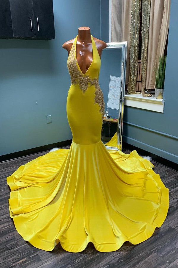 Chic Sleeveless Halter Backless Mermaid Prom Dress Main image