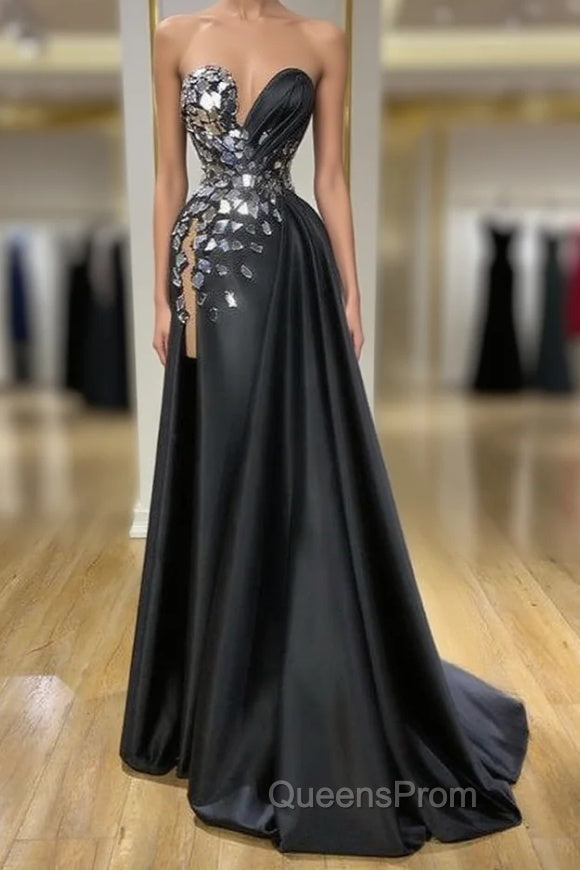 Chic Sweetheart Crystal Long Evening Prom Dress With Split Online Main image