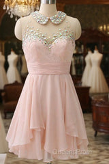Chiffon Mini Homecoming Dress Light Pink Party Dress
