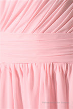 Chiffon Pink One Shoulder Long Bridesmaid Dresses