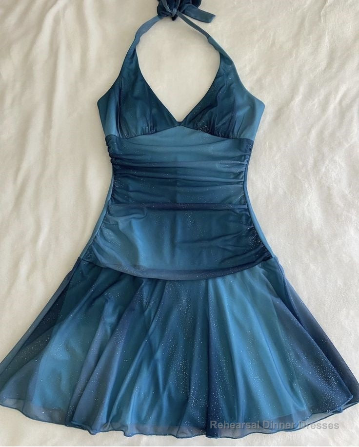 Chiffon Sleeveless Halter Party Dress Short Prom Dress Secondary image