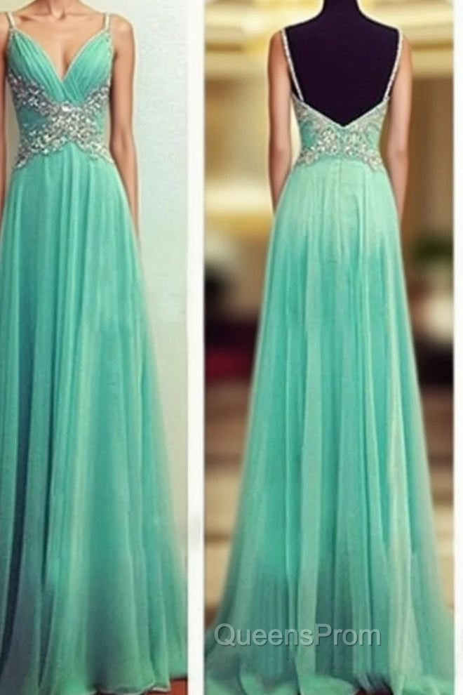 Chiffon Spaghetti Straps Sleeveless Floor-Length With Beading Dress Main image
