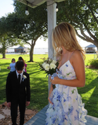 Classic Blue Floral Classy Prom Dress Long Classy Evening Gown