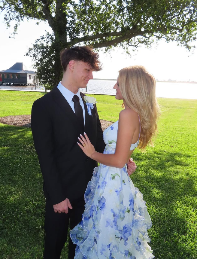 Classic Blue Floral Classy Prom Dress Long Classy Evening Gown