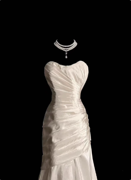 Classic Ivory Strapless Ruffled Satin Mermaid Long Classy Prom Dress