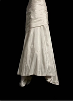 Classic Ivory Strapless Ruffled Satin Mermaid Long Classy Prom Dress