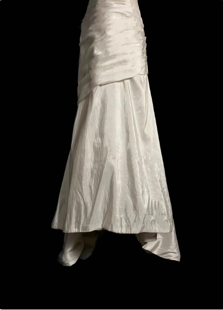 Classic Ivory Strapless Ruffled Satin Mermaid Long Classy Prom Dress