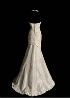 Classic Ivory Strapless Ruffled Satin Mermaid Long Classy Prom Dress