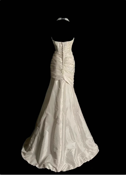 Classic Ivory Strapless Ruffled Satin Mermaid Long Classy Prom Dress