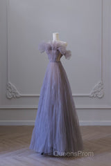 Classy A Line Off The Shoulder Lilac Tulle Long Evening Dress Evening Prom Dress