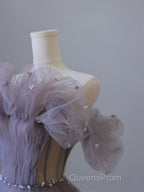 Classy A Line Off The Shoulder Lilac Tulle Long Evening Dress Evening Prom Dress