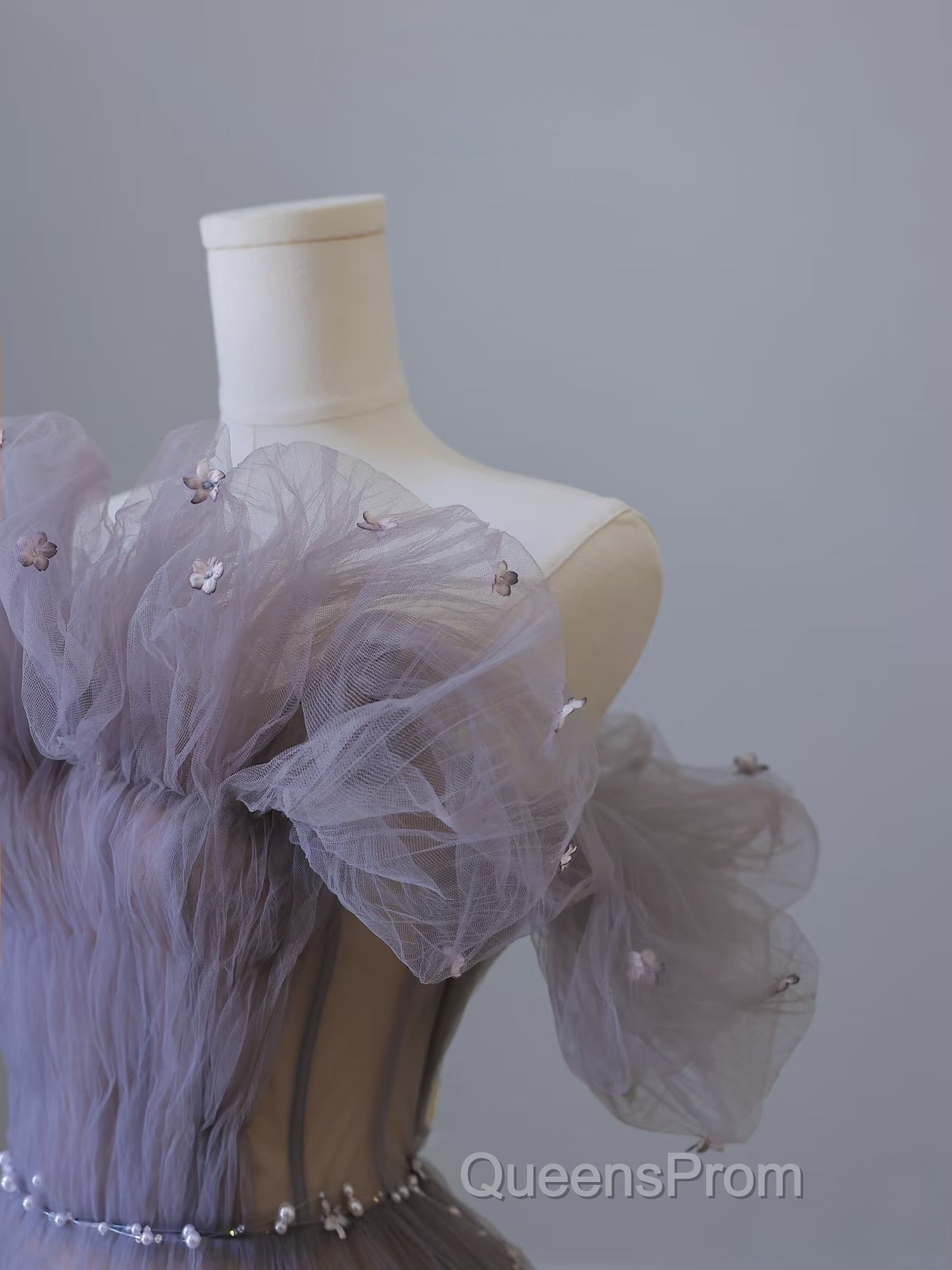 Classy A Line Off The Shoulder Lilac Tulle Long Evening Dress Evening Prom Dress