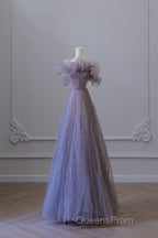 Classy A Line Off The Shoulder Lilac Tulle Long Evening Dress Evening Prom Dress