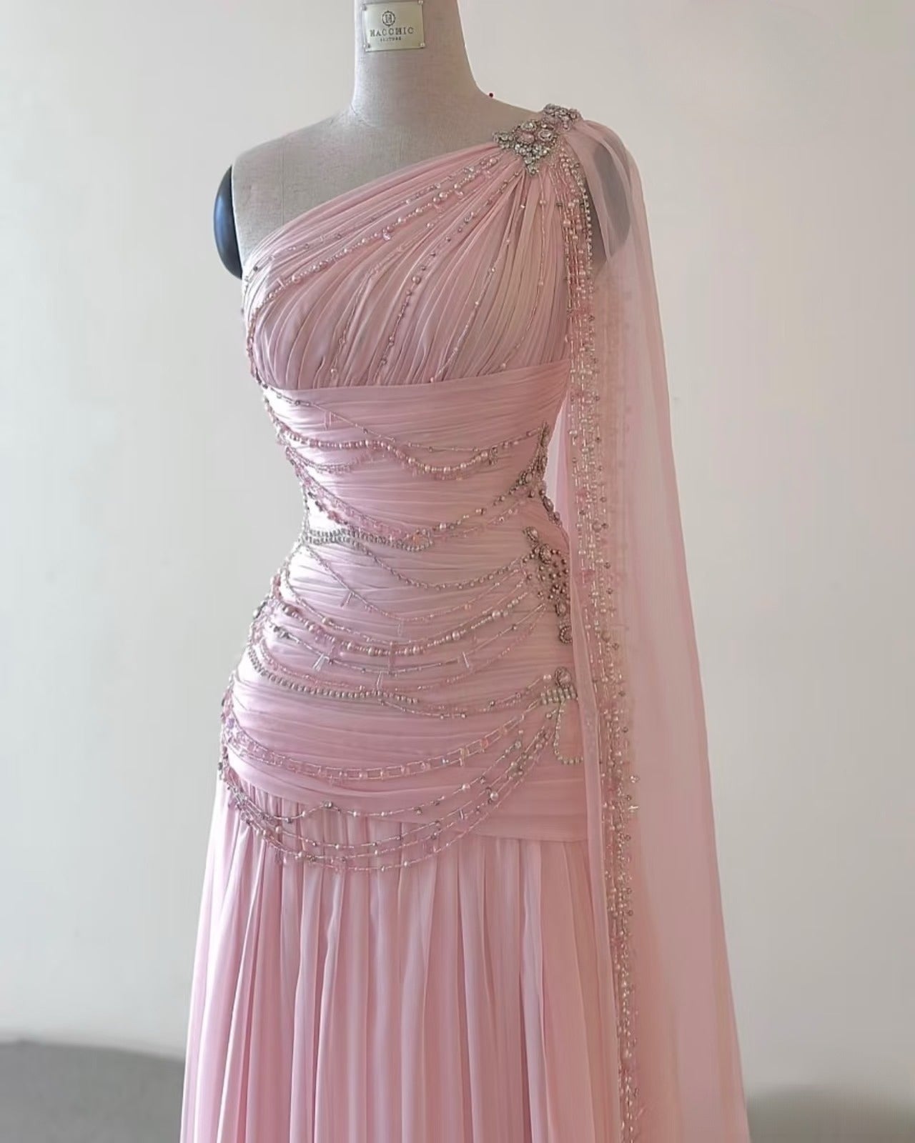 Classy A Line One Shoulder Pink Chiffon Classy Evening Gown Classy Prom Dress
