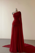 Classy A Line One Shoulder Pink Chiffon Classy Evening Gown Classy Prom Dress