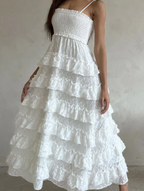 Classy A Line Spaghetti Straps White Lace Long Classy Evening Dress Classy Prom Dress