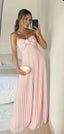 Classy A Line Strapless Light Pink Chiffon Long Classy Prom Dress Classy Evening Dress With Ruffles