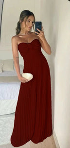 Classy A Line Strapless Light Pink Chiffon Long Classy Prom Dress Classy Evening Dress With Ruffles