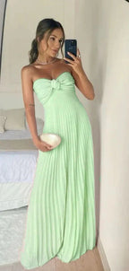 Classy A Line Strapless Light Pink Chiffon Long Classy Prom Dress Classy Evening Dress With Ruffles