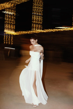 Classy A Line Strapless White Chiffon Long Classy Evening Dress Classy Prom Dress