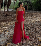 Classy A Line Strapless White Chiffon Long Classy Evening Dress Classy Prom Dress
