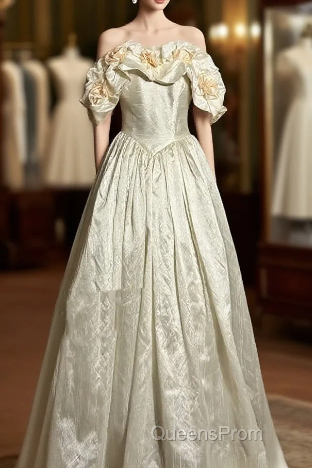 Classy Ball Gown Off The Shoulder Lace Ivory Long Wedding Dress Bridal Dress Main image
