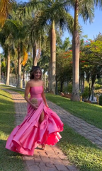 Classy Ball Gown Strapless Pink Floor Length Satin Slit Classy Prom Dress Classy Evening Gowns