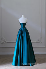 Classy Ball Gown Strapless Satin Ruffles Long Evening Dress Evening Prom Dress