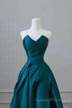 Classy Ball Gown Strapless Satin Ruffles Long Evening Dress Evening Prom Dress