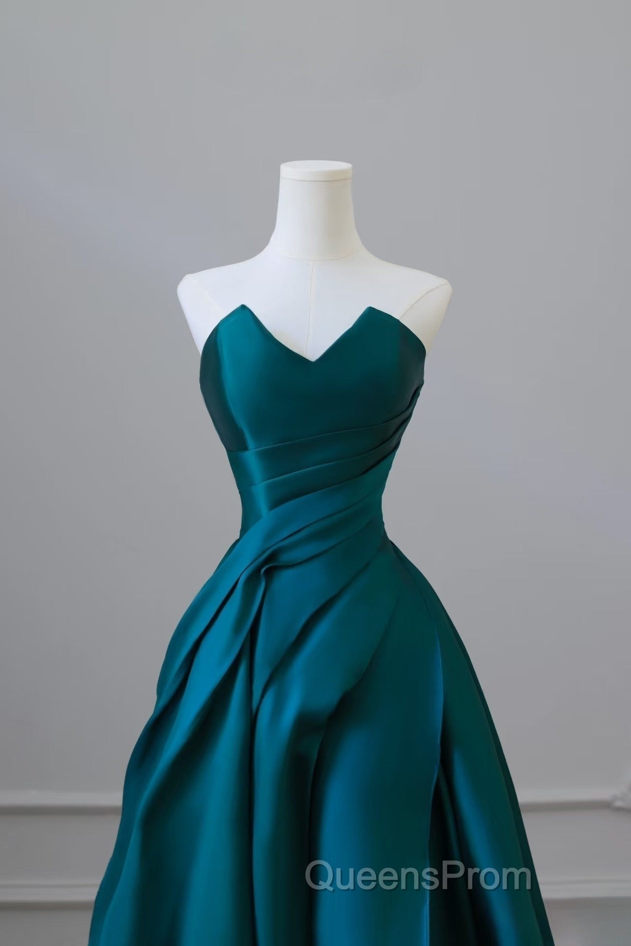 Classy Ball Gown Strapless Satin Ruffles Long Evening Dress Evening Prom Dress
