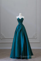 Classy Ball Gown Strapless Satin Ruffles Long Evening Dress Evening Prom Dress