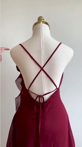 Classy Burgundy Chiffon Cocktail Dress Short Party Dress Homecoming Dress