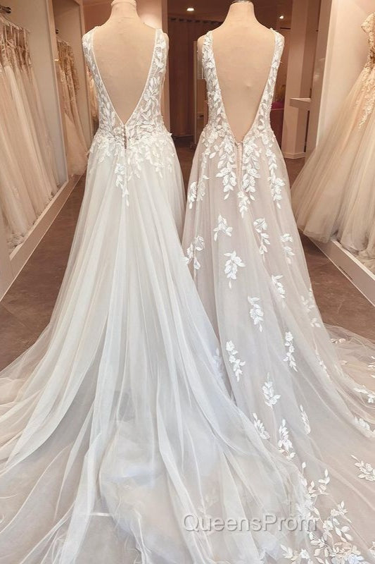Classy Long A-Line Sweetheart Appliques Lace Open Back Wedding Dress Secondary image