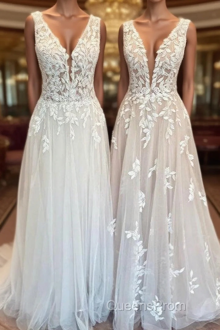 Classy Long A-Line Sweetheart Appliques Lace Open Back Wedding Dress Main image
