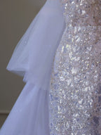 Classy Mermaid High Neckline Sequin Ruffles Long Evening Dress Evening Prom Dress