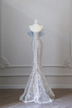 Classy Mermaid Off The Shoulder Neckline Sequin Ruffles Long Evening Dress Evening Prom Dress