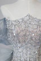 Classy Mermaid Off The Shoulder Neckline Sequin Ruffles Long Evening Dress Evening Prom Dress