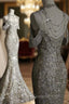 Classy Mermaid Off The Shoulder Silver Sequin Long Party Dress Evening Prom Dress