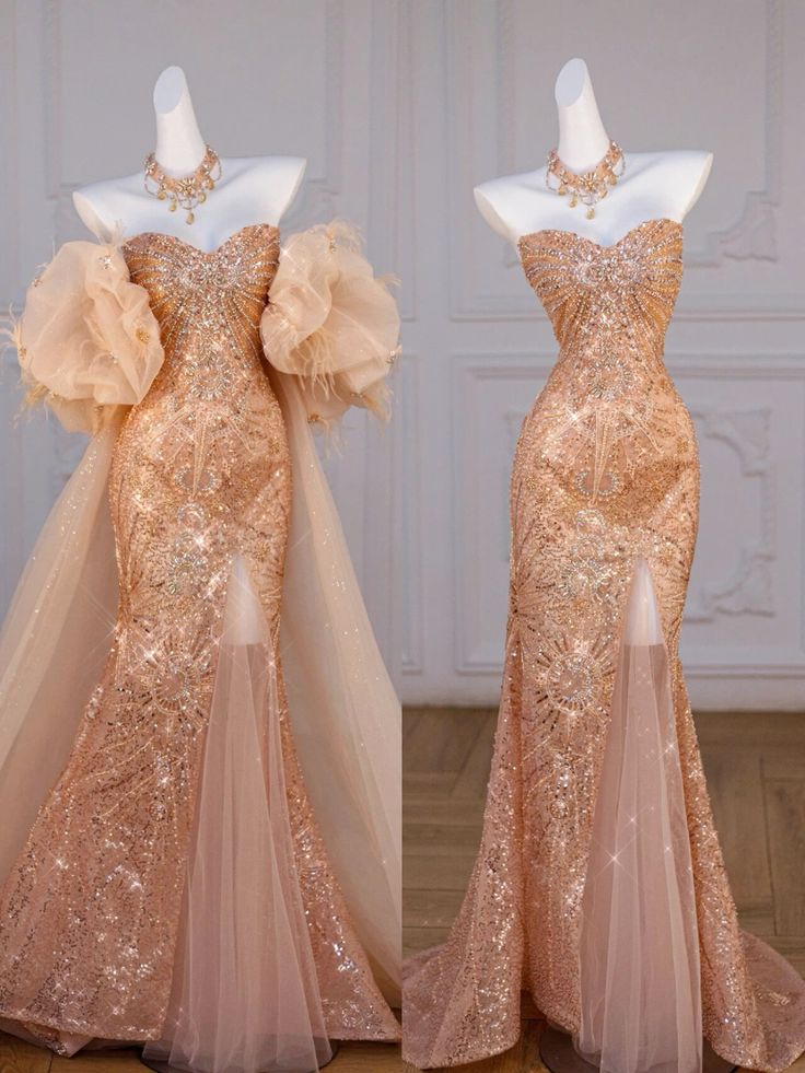 Classy Mermaid Off The Shoulder Slit Sequin Long Party Dress Classy Prom Dress Secondary image