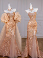 Classy Mermaid Off The Shoulder Slit Sequin Long Party Dress Classy Prom Dress