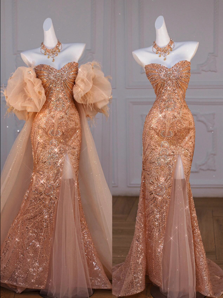 Classy Mermaid Off The Shoulder Slit Sequin Long Party Dress Classy Prom Dress