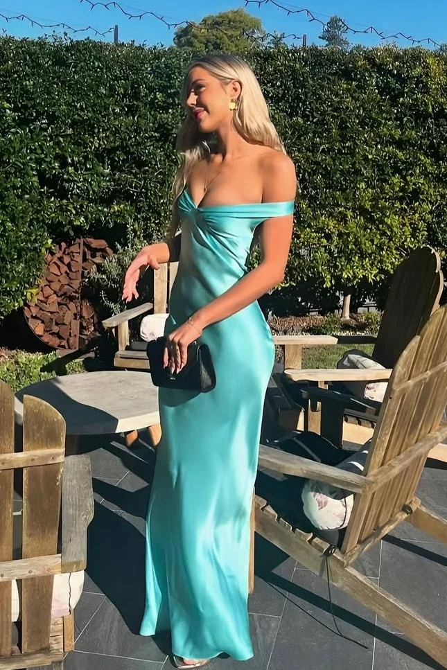 Classy Mermaid Off The Shoulder Yellow Satin Long Classy Evening Dress Classy Prom Dress