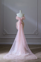 Classy Mermaid Strapless Pink Sequin Long Evening Dress Evening Prom Dress