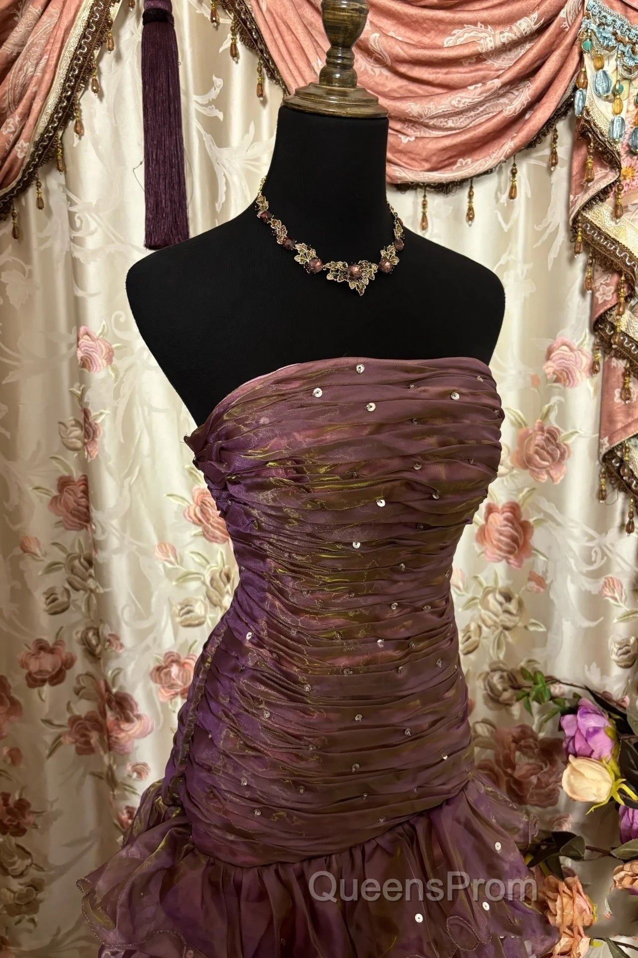 Classy Mermaid Strapless Ruffles Long Evening Dress Evening Prom Dress Secondary image